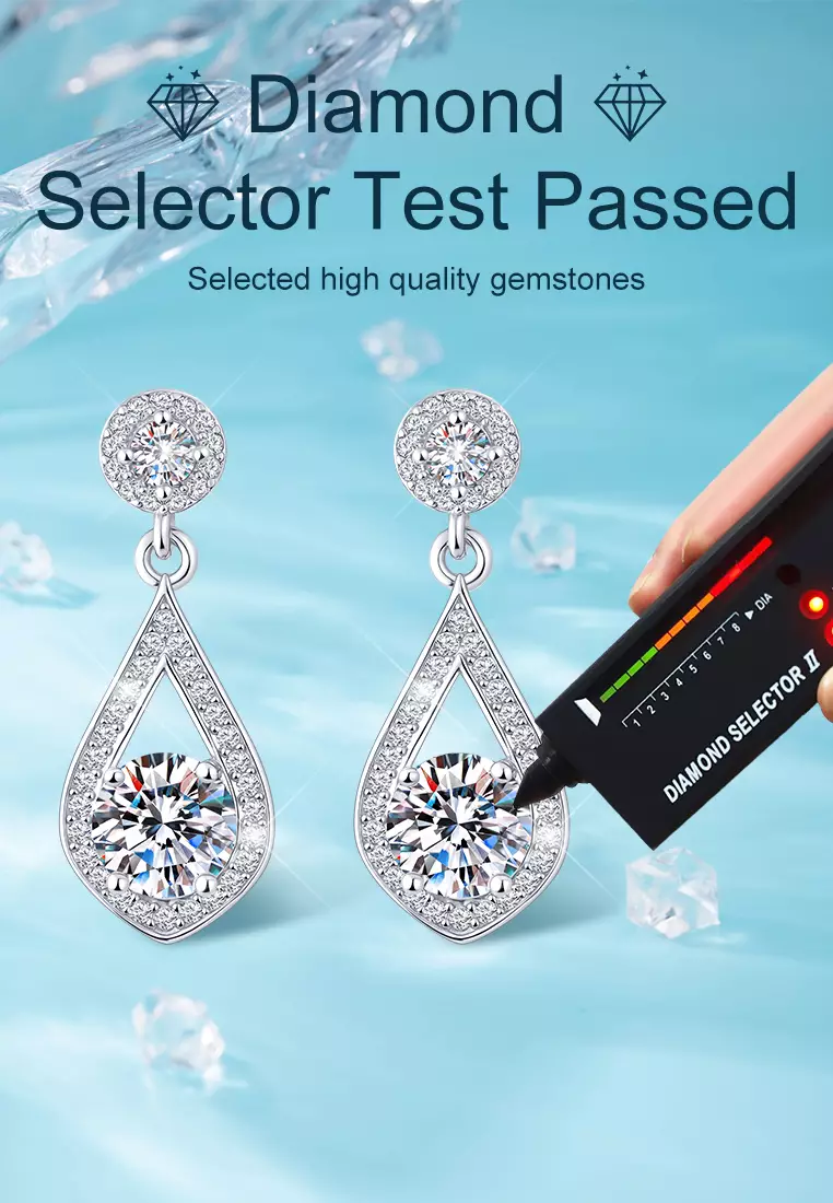 Anting wanita elegan high quality cantik elegan anti 1 Carat Sertifikat Anti karat GRA Kotak Indah COD