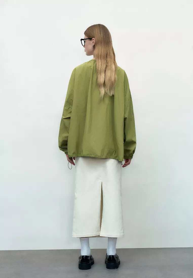Drop Shoulder Sleeve Crew Neck Jacket