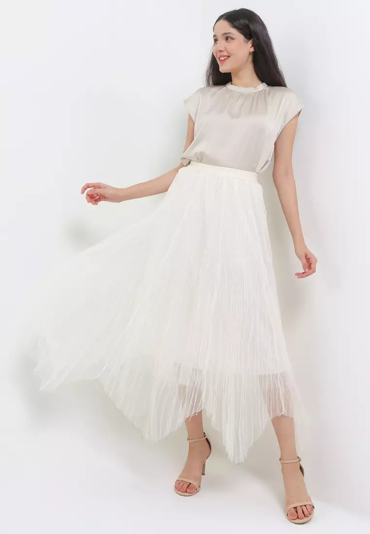 Assym Pleated Long Tutu Skirt