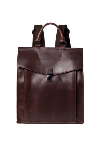 Lara brown Men's Retro Preppy Style Envelope Backpack - Brown E4DA0AC761F57BGS_1