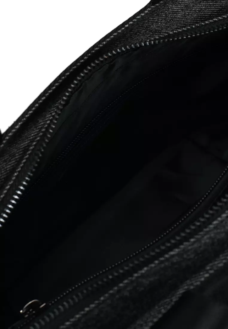 Denim Fabric Convertible Top Handle Bag