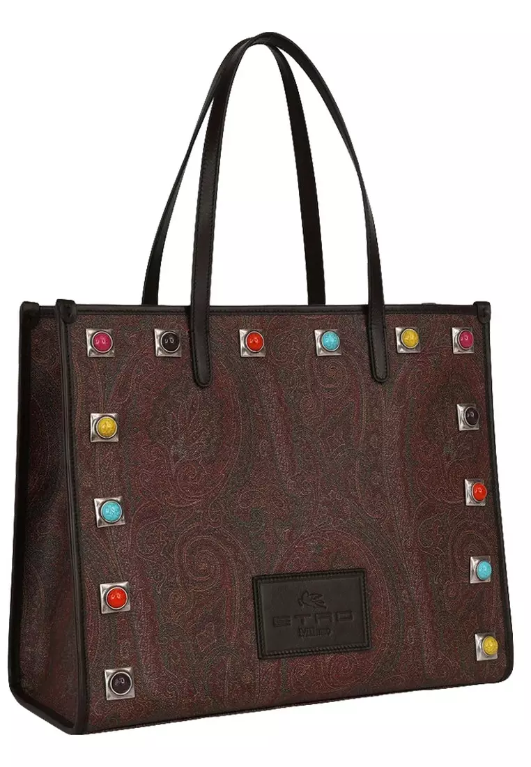 EtMEDIUM CROWN ME PAISLEY Tote Bag in Red