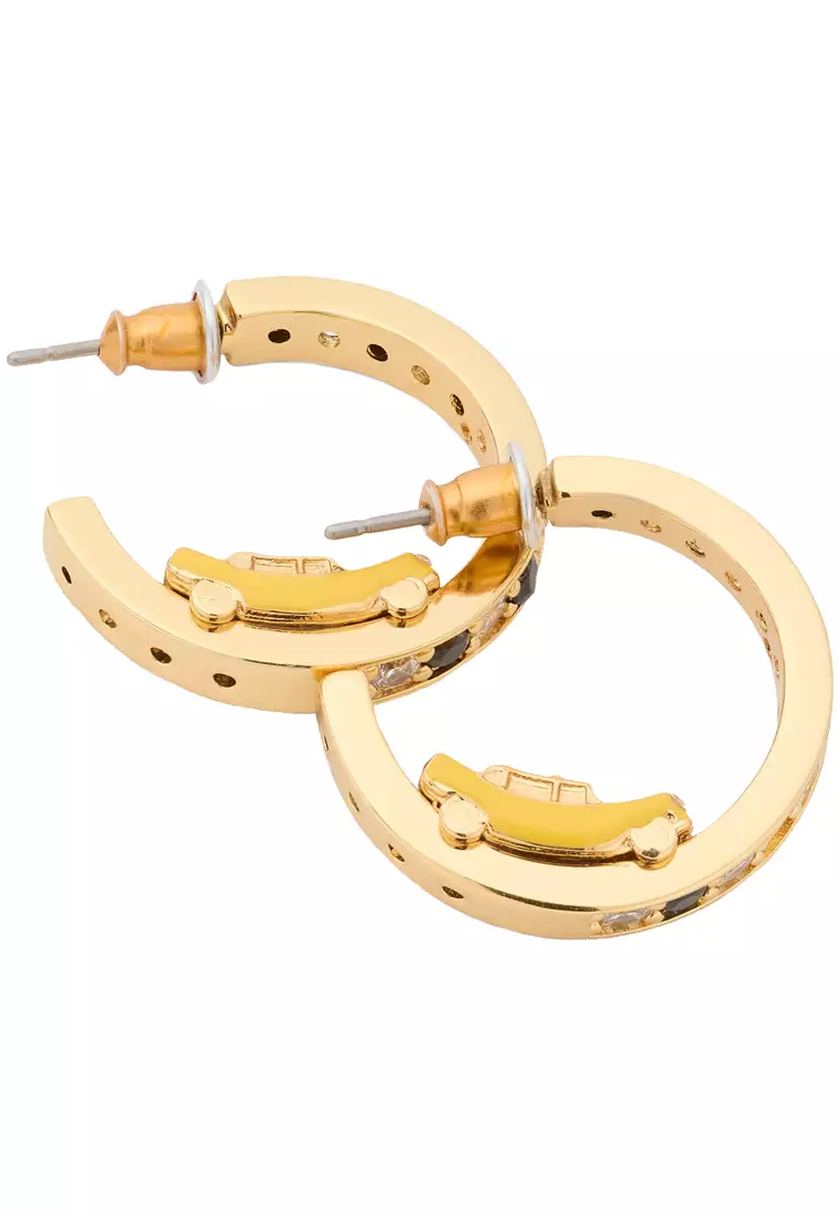 Hit The City Taxi Hoops Earrings in Yellow Multi KK016