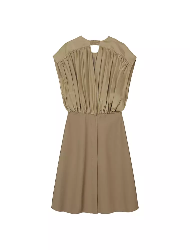 電力紡X型修身優雅無袖連衣裙