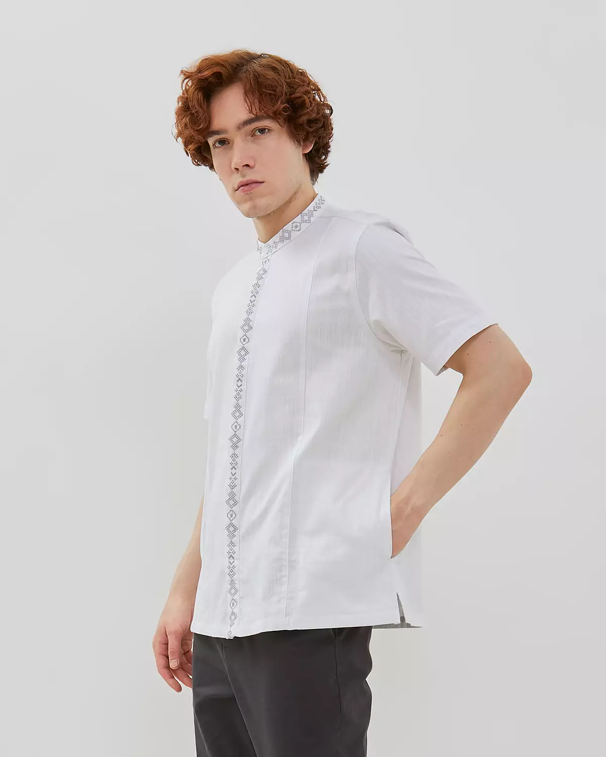 WHITE SHORT-SLEEVED KOKO SHIRT FOR MEN