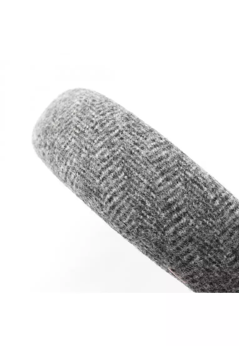 Pre-Loved MIU MIU tweed logo headband fabric gray