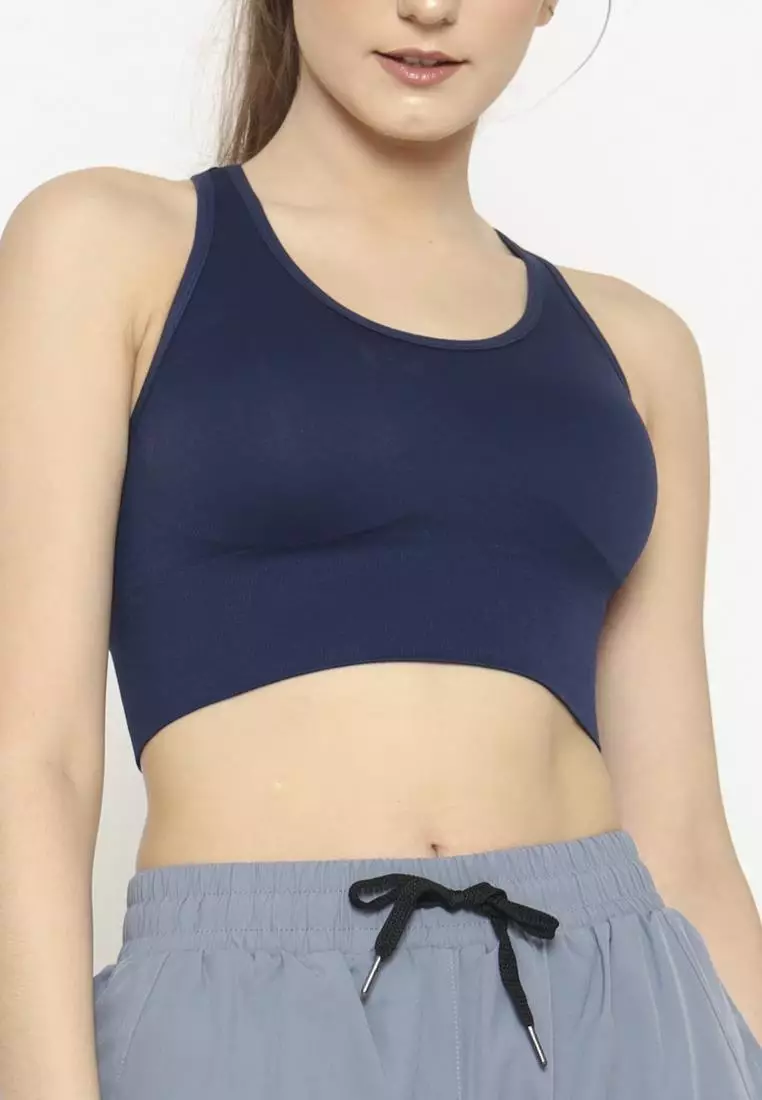 Fitwear - SportBra Olahraga Wanita RIN RIBBED CROP HOOK - Navy