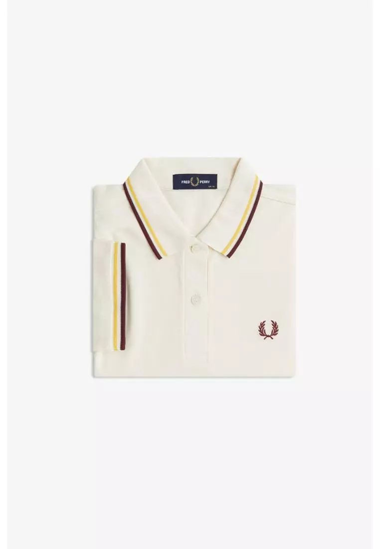 Fred Perry G3600 Twin Tipped Fred Perry Shirt (Ecru / Lemon Barley / Oxblood)