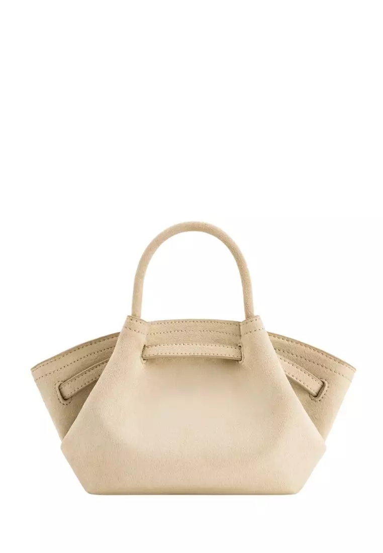 Hana Mini Faux Suede Tote Bag - Off White