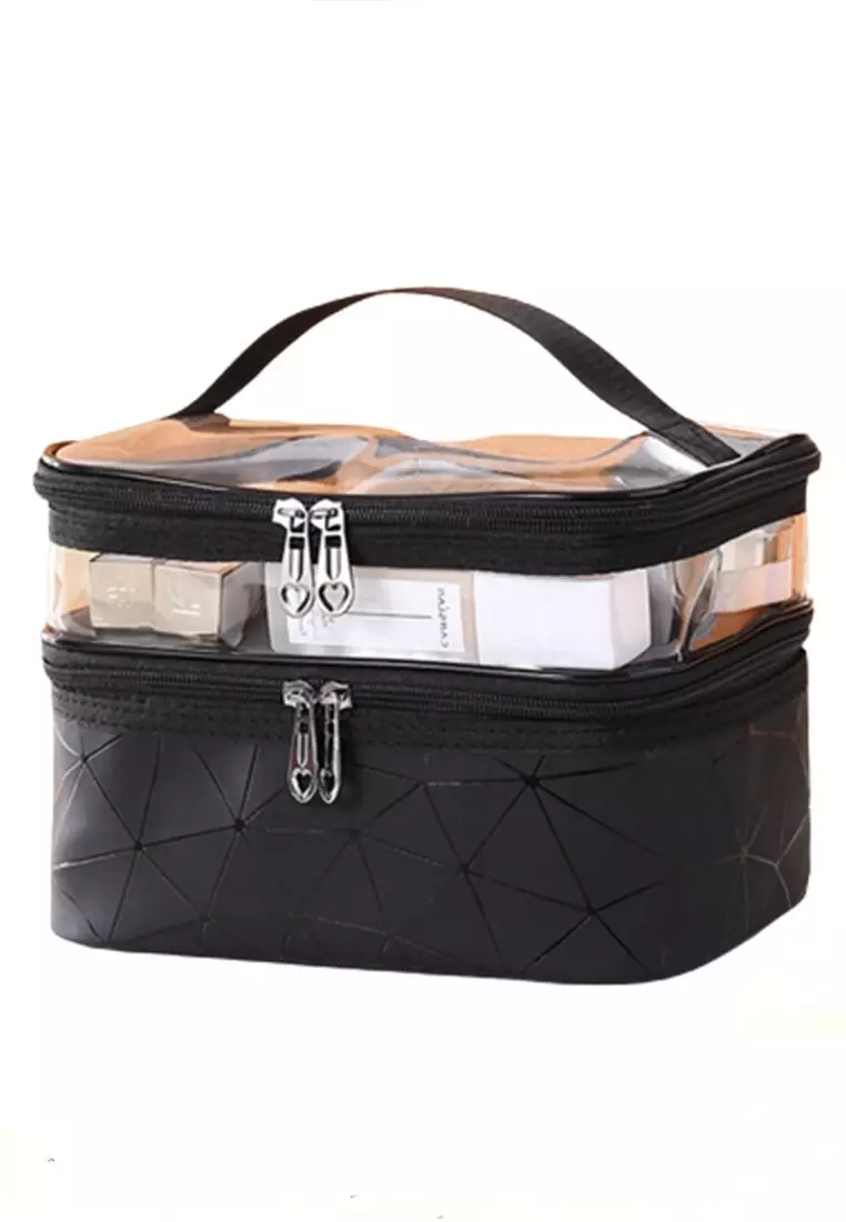 Elmar Tas Kosmetik Make Up Travel Wanita Organizer Bag Material Nylon Vinil ORIGINAL - Black