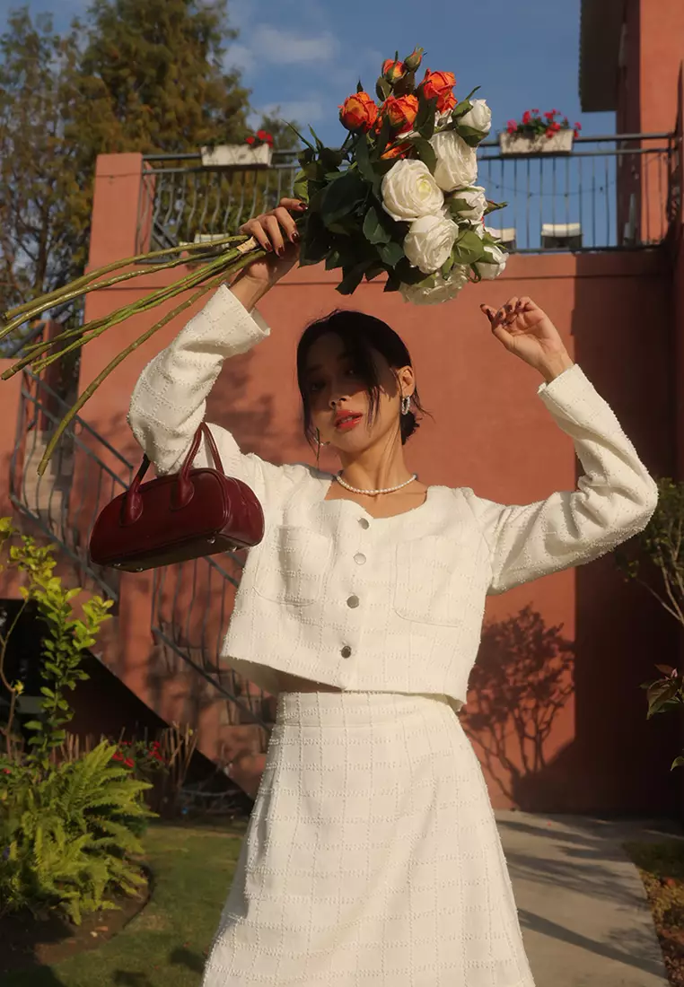 Tweed Square Neck Top