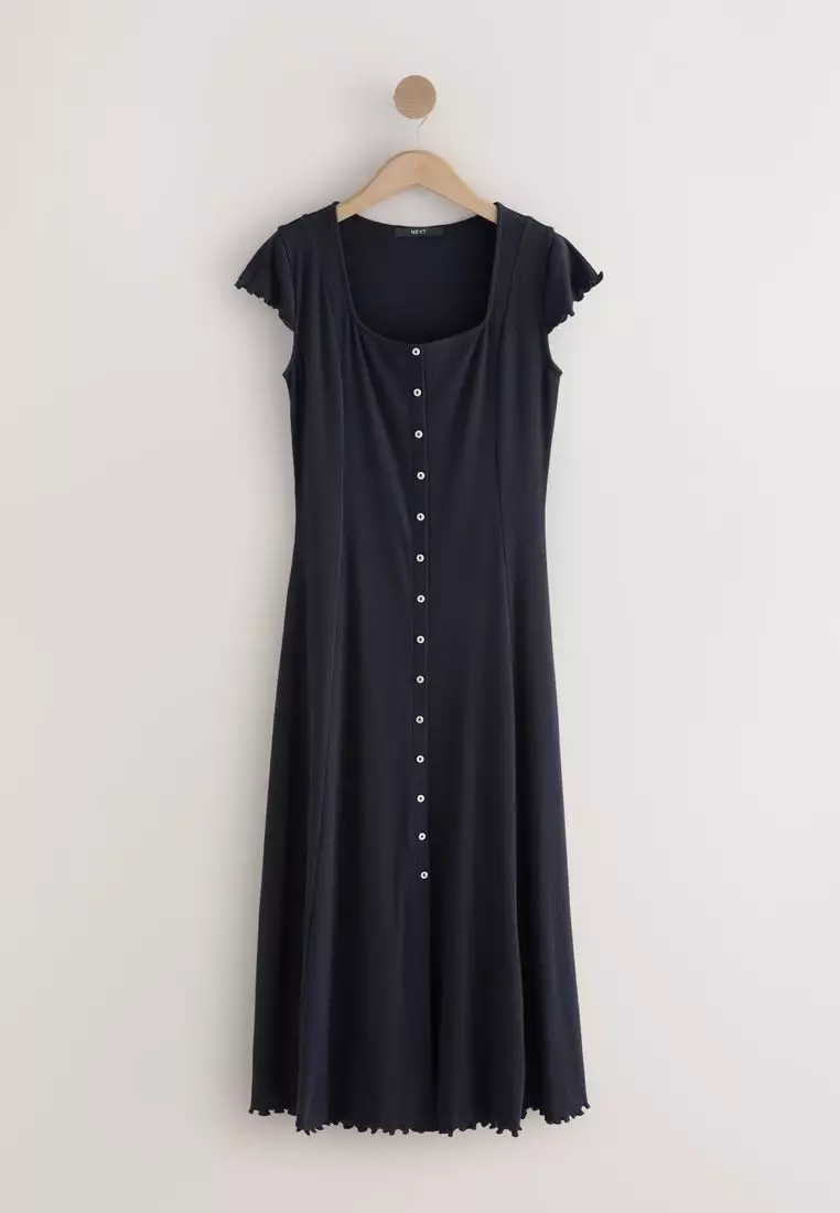 Short Sleeve Jersey Button Through Maxi Dress