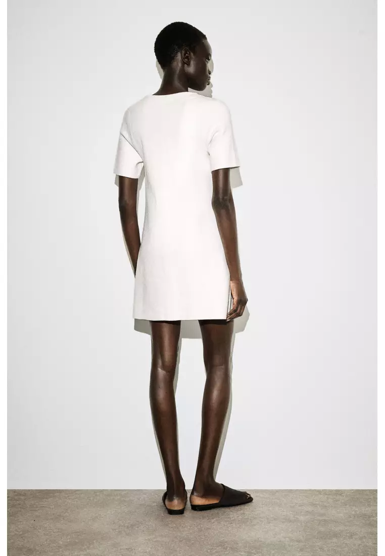 BUTTONED MILANO-KNIT MINI DRESS