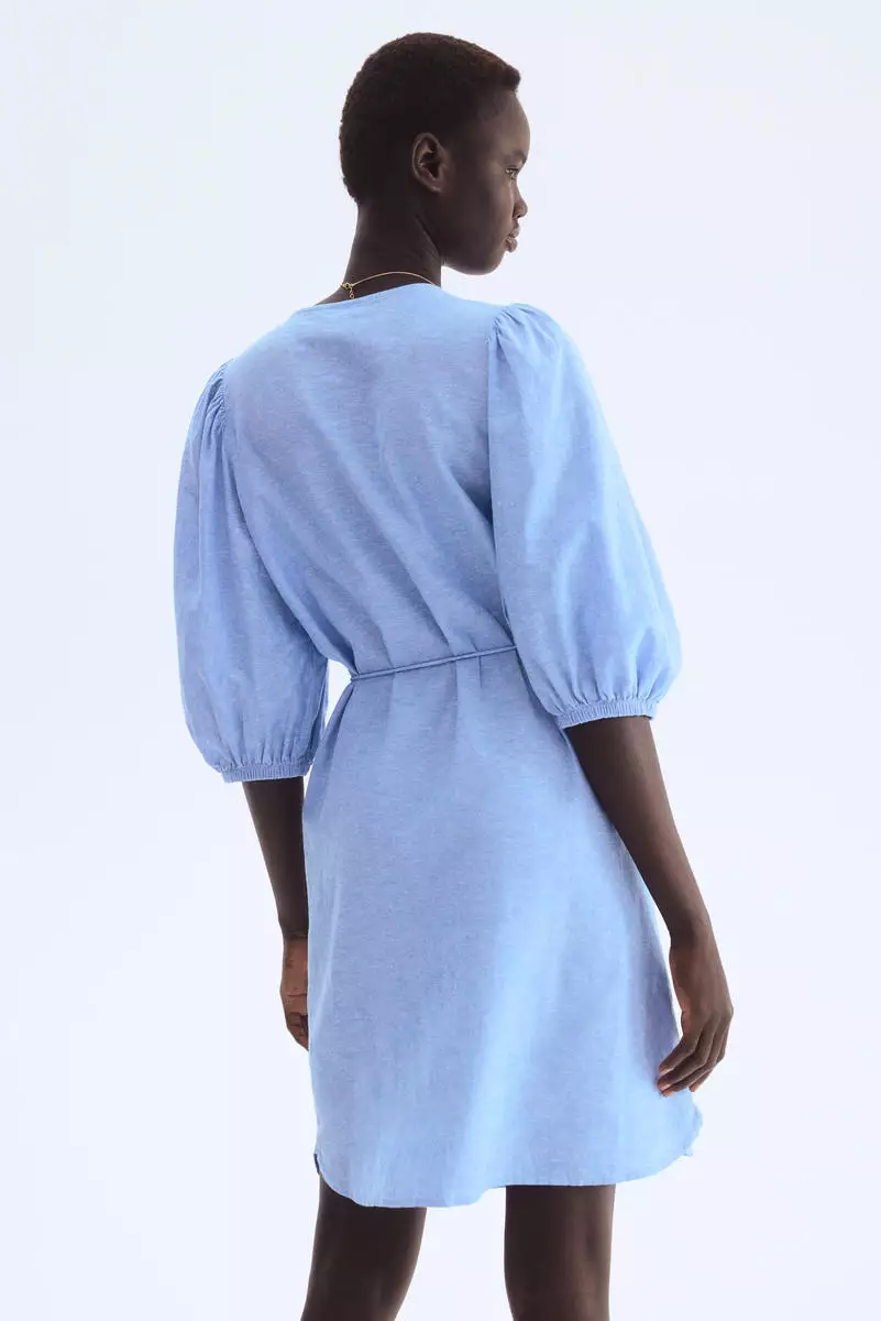 Linen-blend dress