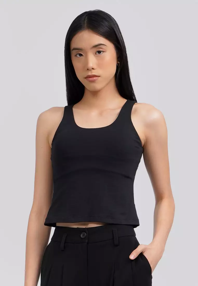 Fitted Round Neck Tank Top Bra