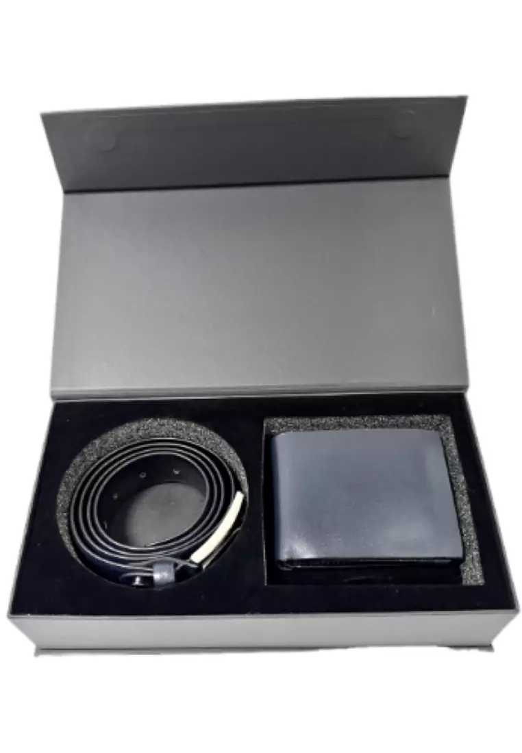 Belt gift set men - Wallet Gift Set - Wallet Gift Box - Belt and Wallet Set - Oxhide Wallet Blue Gift Box