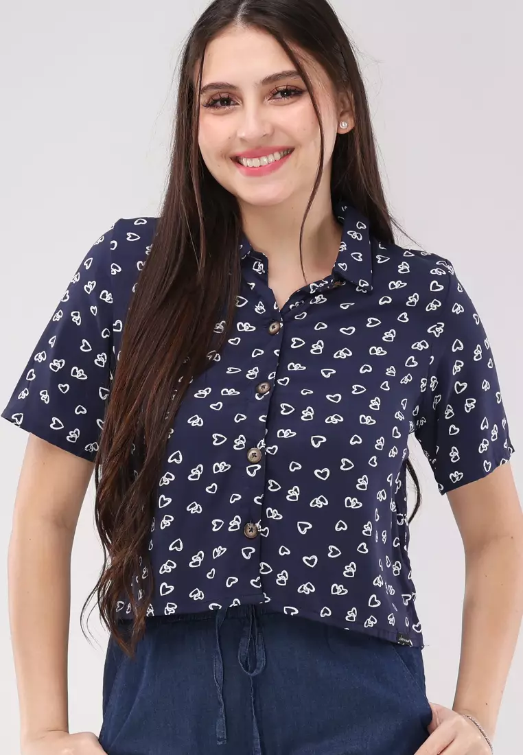 Woven Printed Rayon Short Sleeves Blouse