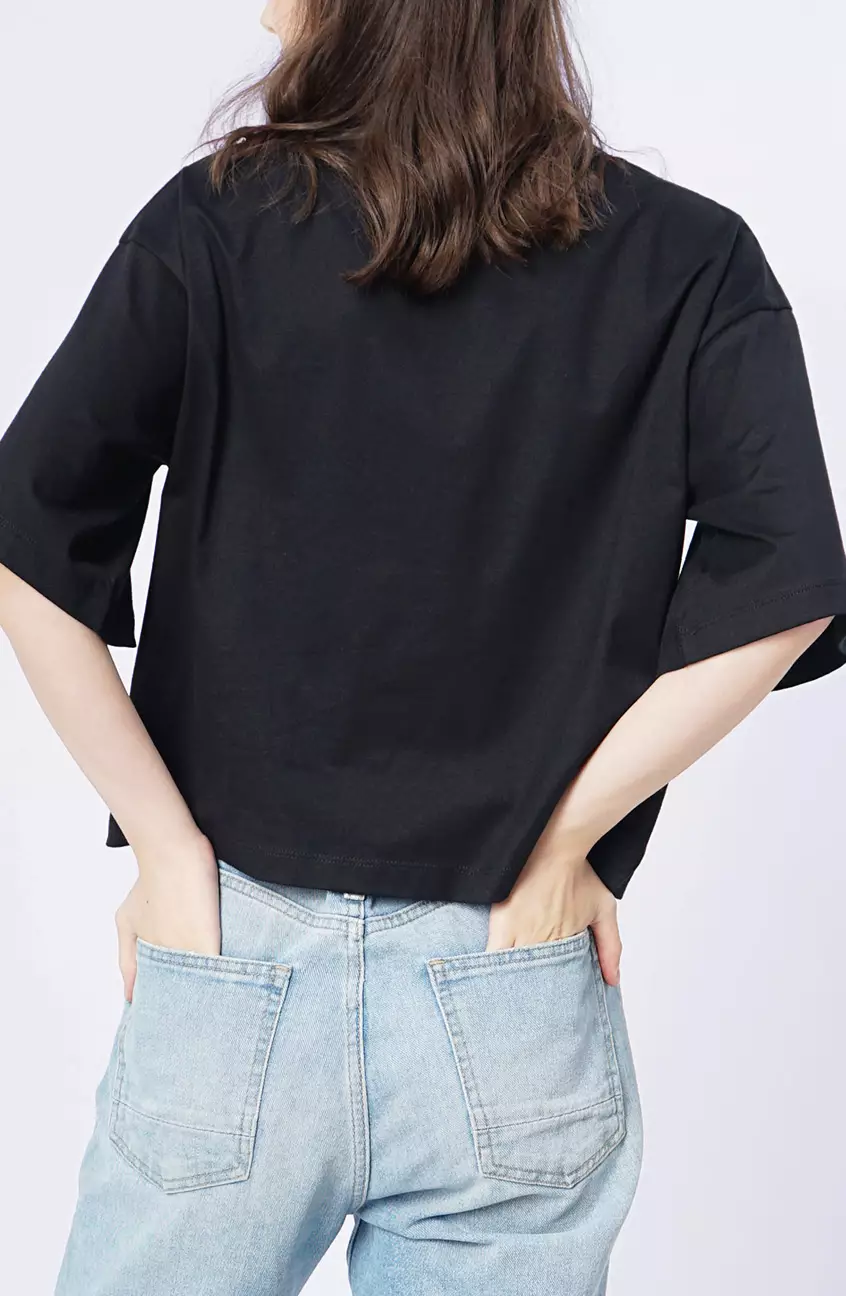 Kaos Wanita Cadenza Crop Top Black