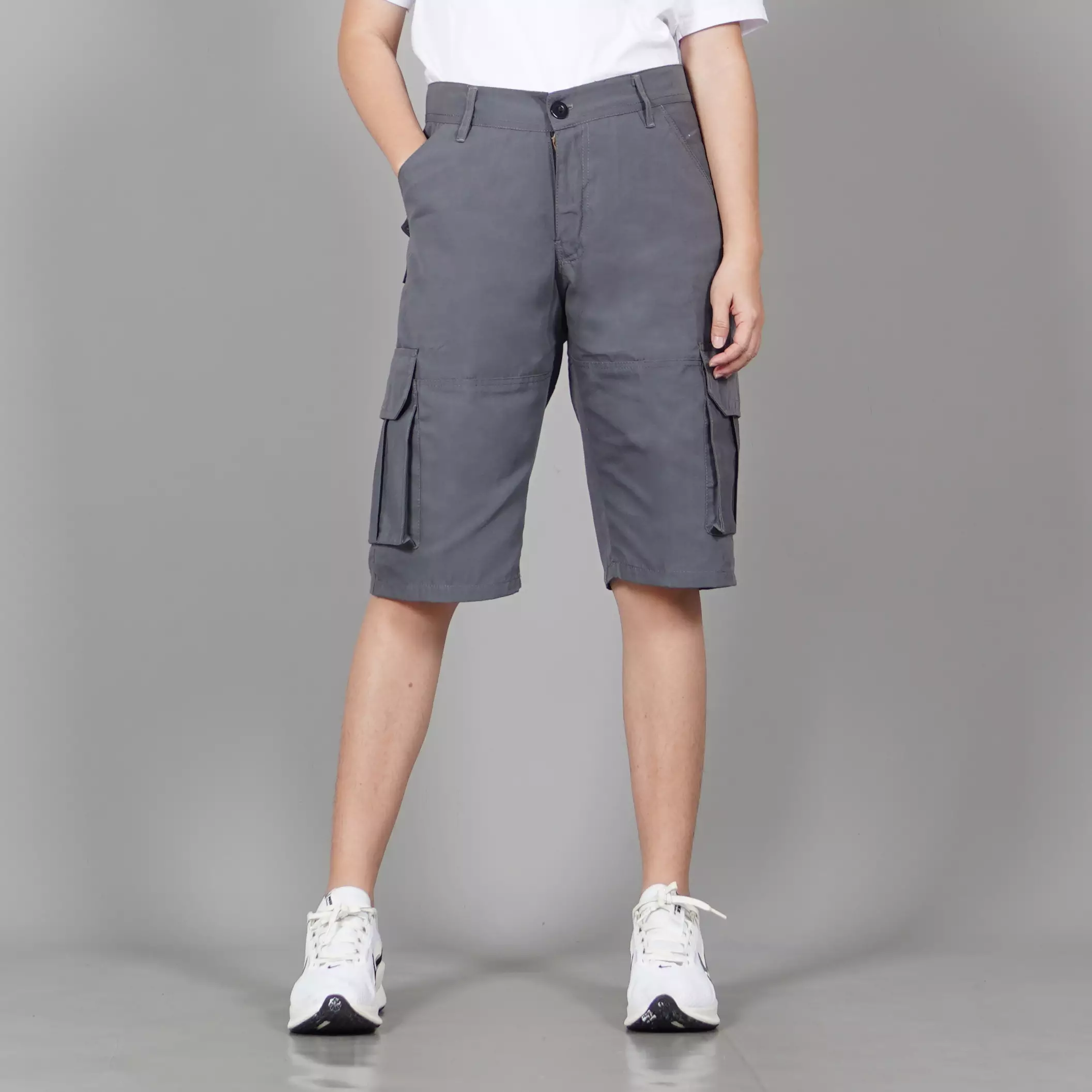  CHARLEY Celana Cargo Pendek Wanita Cargo Pants Wanita - ABU