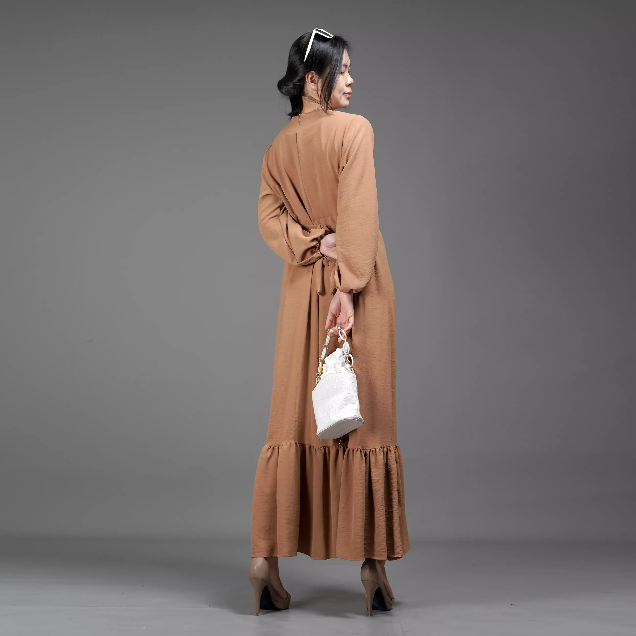  DRESS JULIA Long Dress Gaun Pesta Midi Dress Gaya Korea - Coksu