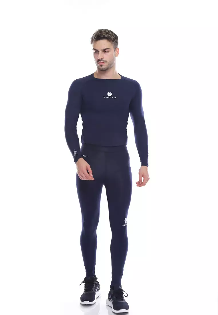 Tiento Man Long Pants Navy Celana Legging Pria Olahraga Renang Sepakbola Lari Original