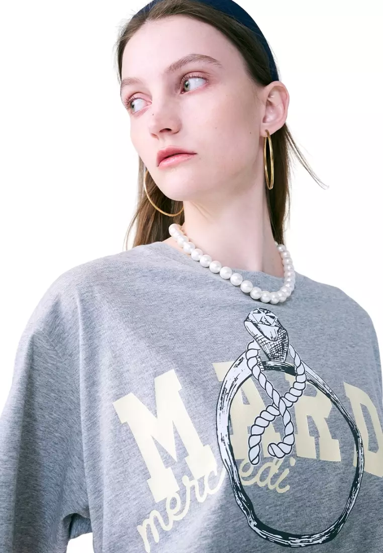 Tshirt Ring with Rock - Grey