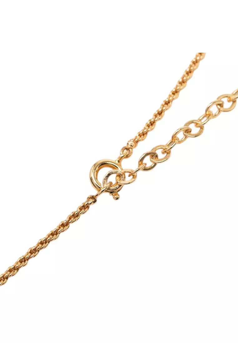 Pre-Loved Dior Gold Plated Cd Logo Pendant Necklace