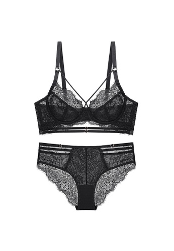 Buy ZITIQUE Sext Lace Lingerie Set (Bra And Underwear) - Black 2022 ...