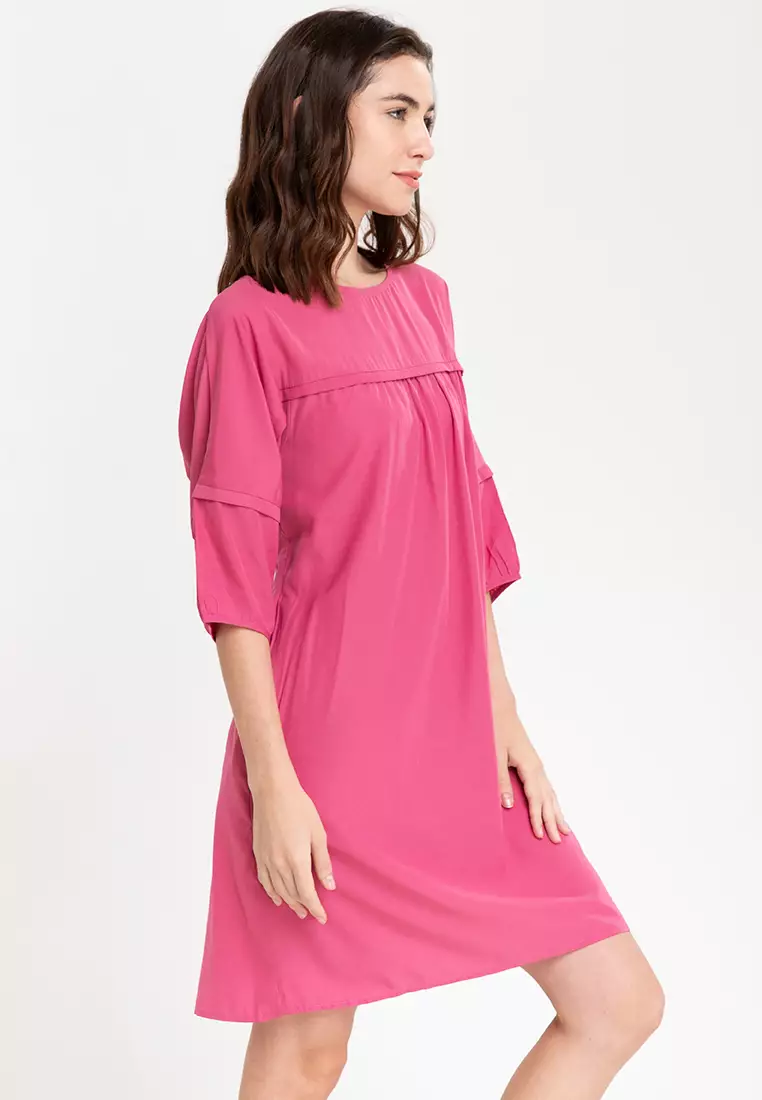 Calico Bubble Sleeve Shift Dress