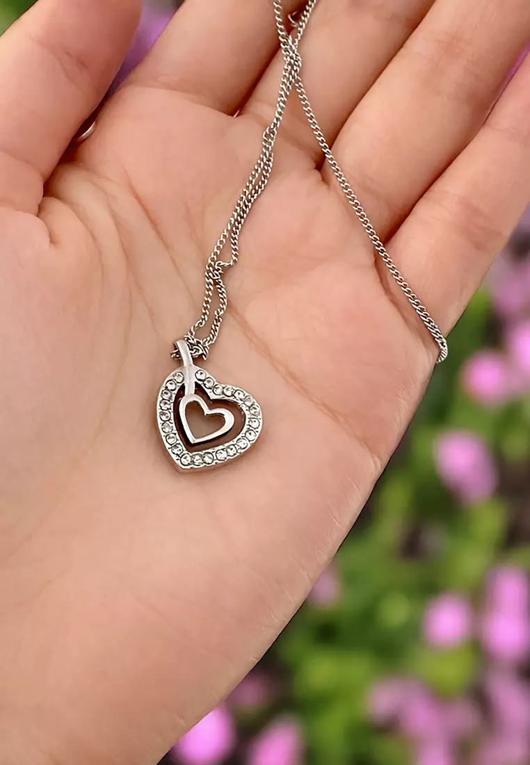 Heart In Heart Necklace Embellished with Swarovski crystals