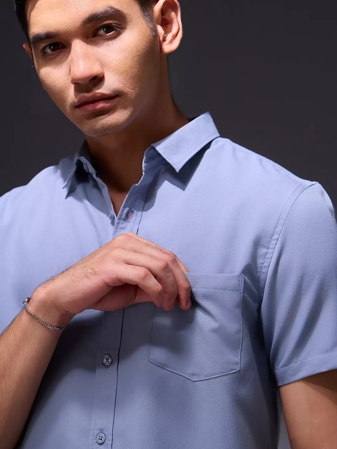 OXCON Easy Shirts Kemeja Tangan Pendek Blue Grey