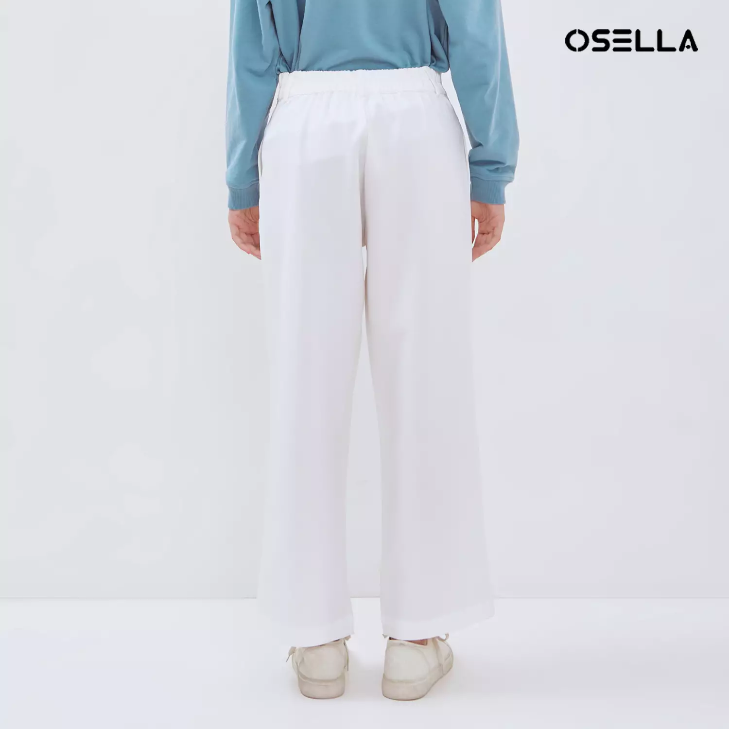 [NEW] Osella Kimmy Wide Leg High-Waist Trousers White 2181500501 | Celana Panjang Wanita