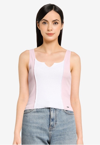 Hollister pink Notch Splice Tank Top AB256AA6DBBFF8GS_1