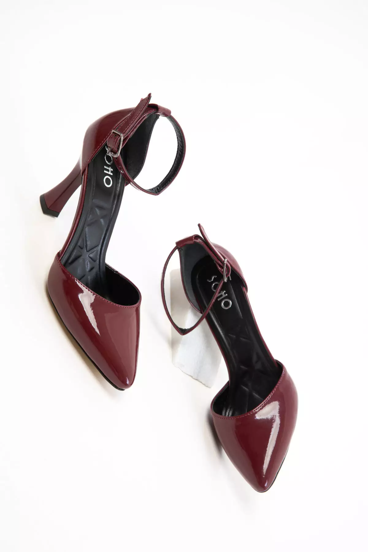 Burgundy Patent Leather Women's Classic Heeled Shoes 17844
