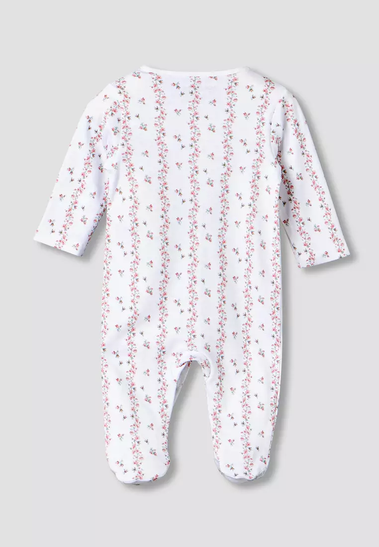 Babyshop Juniors Cotton Round Neck Long Sleeves Sleepsuit With Floral Print