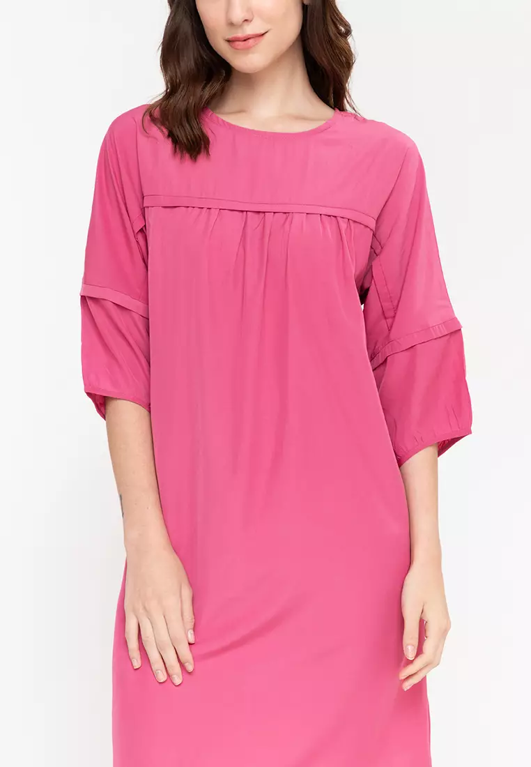 Calico Bubble Sleeve Shift Dress