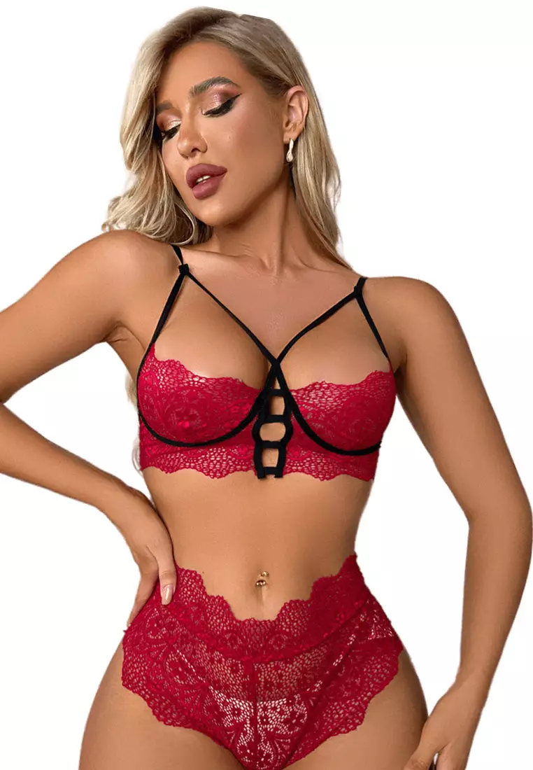 LYCKA LDB5073 Lady Sexy Bra Top and Panty Two Pieces Set Red 2024, Buy  LYCKA Online
