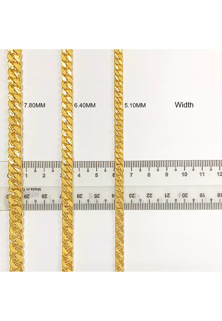 916/22K Gold Hollow Sand Curb Necklace R012 (5.10MM, 52CM)