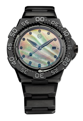 NOVE black NOVE Trident Automatic - Swiss Made Ultra Slim Dive Watches for Men & Women (Black G002-02) F72F4ACCF068EBGS_1