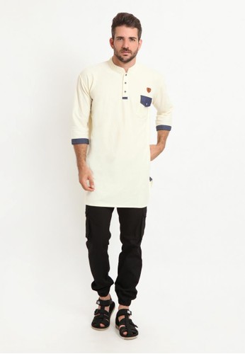 Jual ZAYIDAN Kaos  Gamis  Denim  Pocket Zayidan Putih 