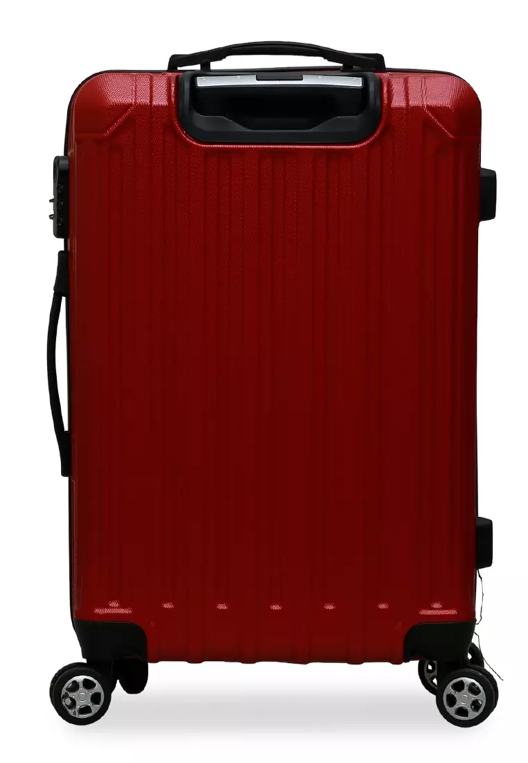 Isvara Tas Koper Hardcase Unisex One Set Suitcase Number Code Combination Lock Large Compartment Material ABS+PVC Coated ORIGINAL - Maroon