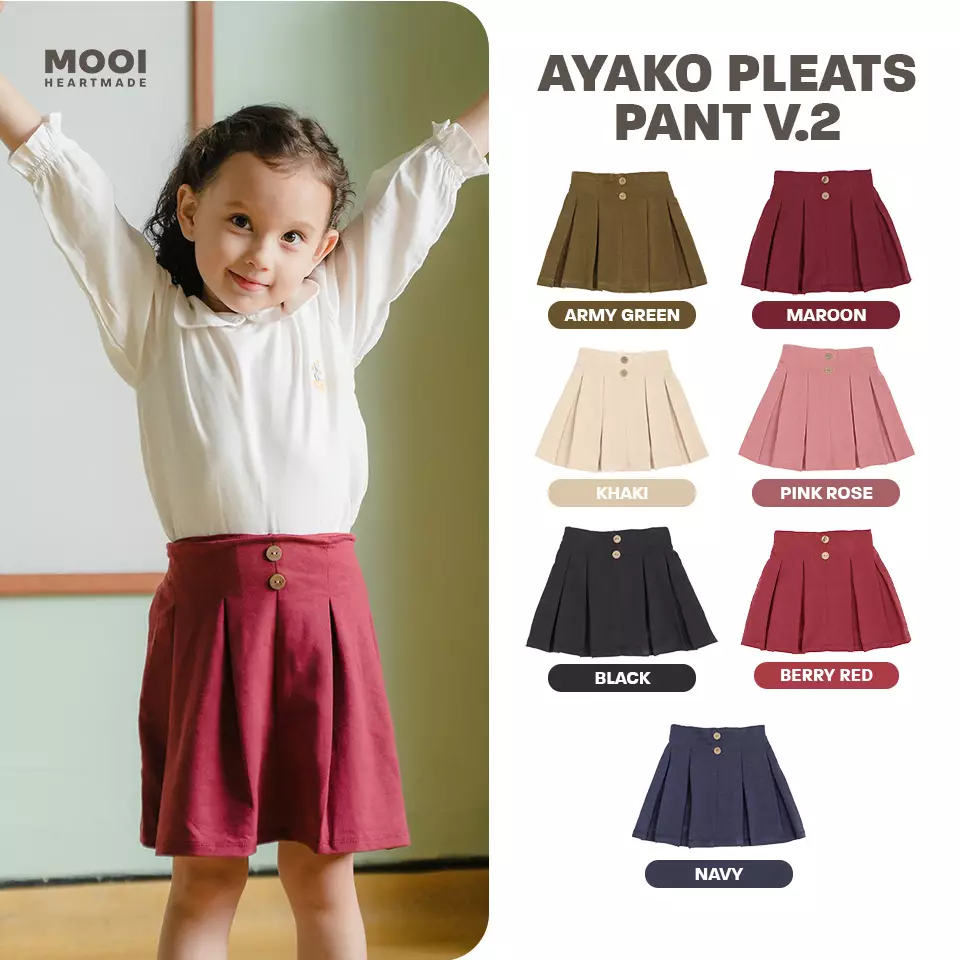 Mooi Rok Anak Perempuan Ayako Pleat Pants - Black