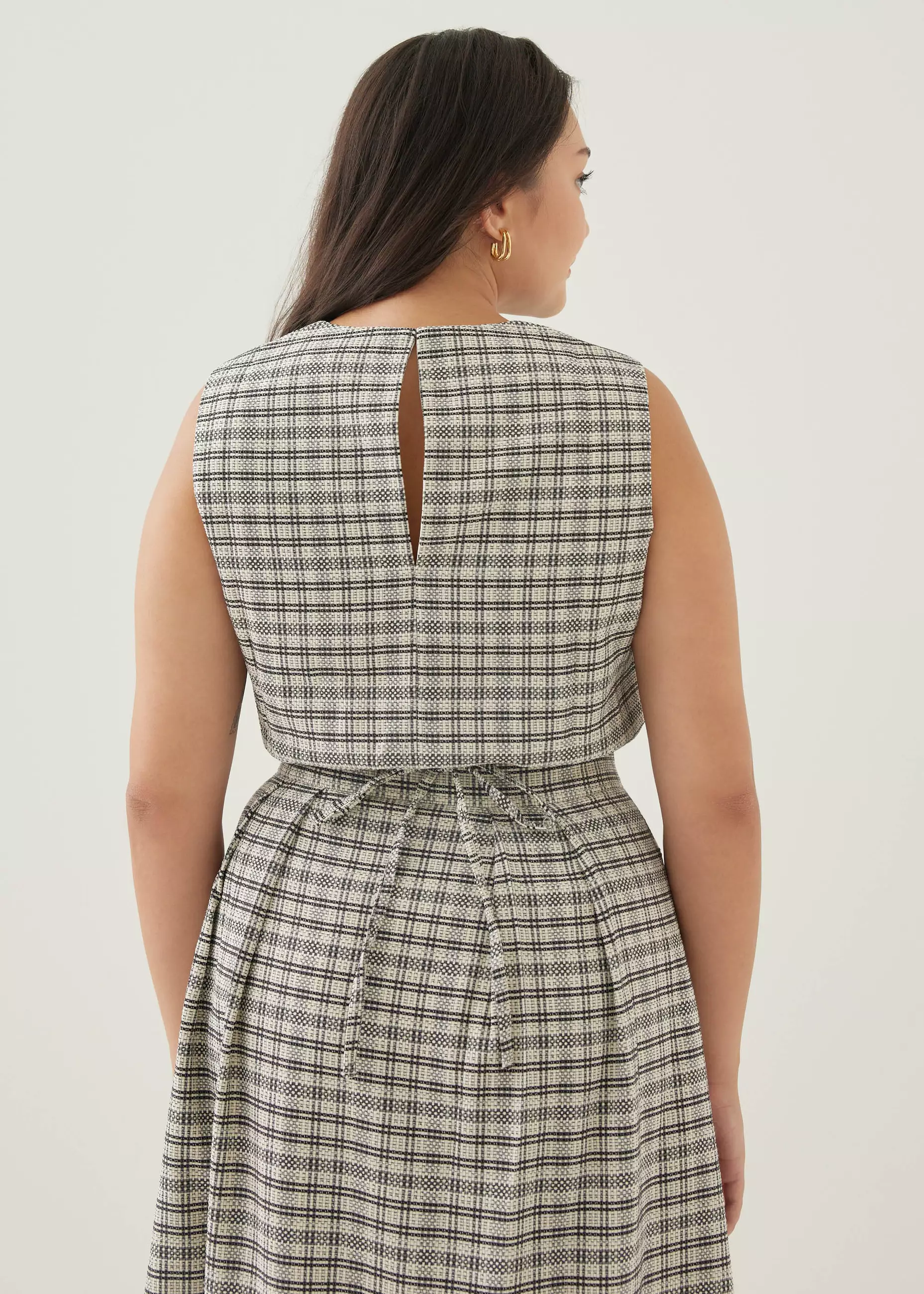 Atasan Wanita - Larson Textured Gingham Crop Top