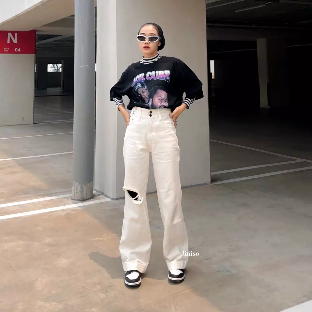 Highwaist Baggy Ripped Jeans Khaki 506 MYSTIC GAL