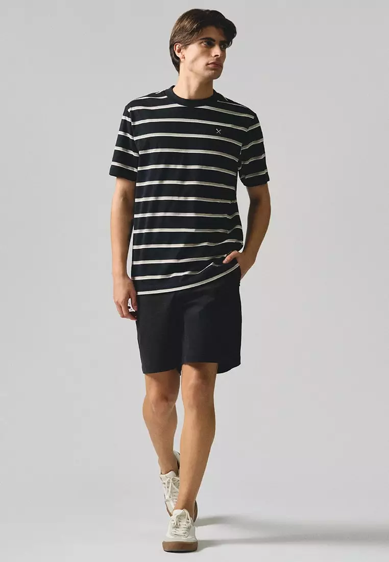 Regular Fit Striped T-Shirt In Brushed Heavy Jersey