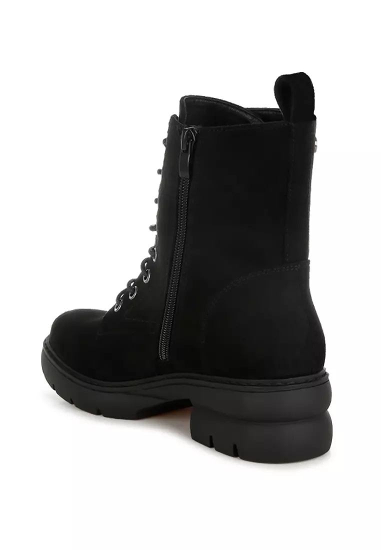 Lace Up High Ankle Boots in Black