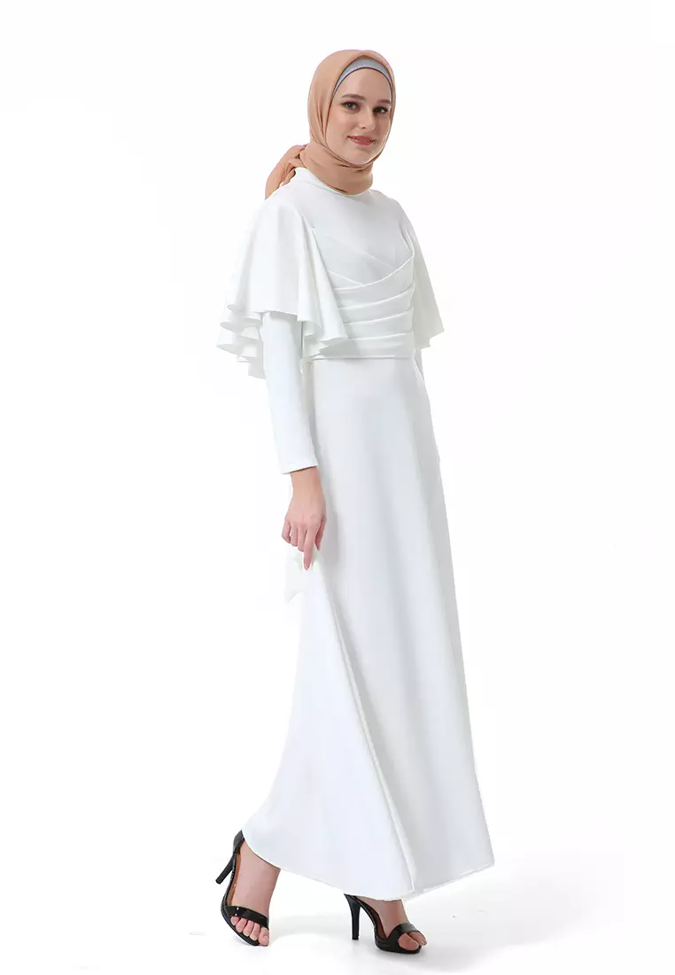 Zeta Dress Fashion Muslimah Wanita Long Sleeve Style Basic Relaxed Fit - Putih