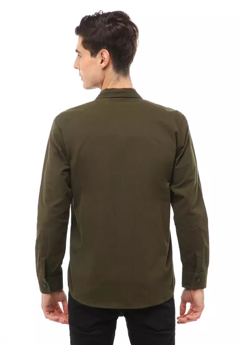 Clover Outerwear Jacket Pria Simple Design Material Canvas Suede ORIGINAL - Army