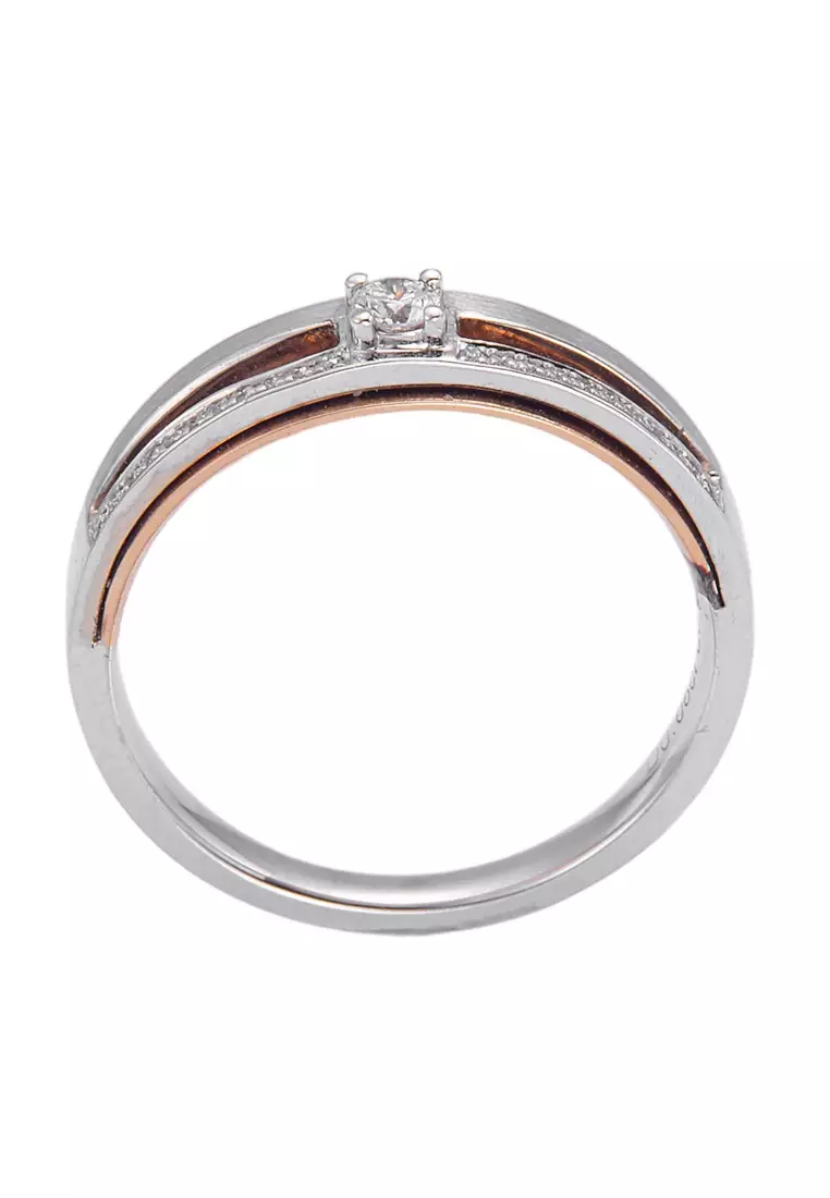 LITZ 18K 白金鑽石戒指 C-WB0022F