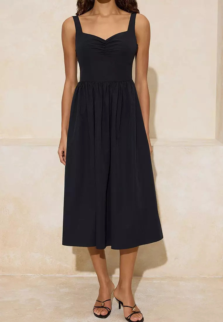 Black Gipeli Midi Poplin Woven Dress Twoss26El138